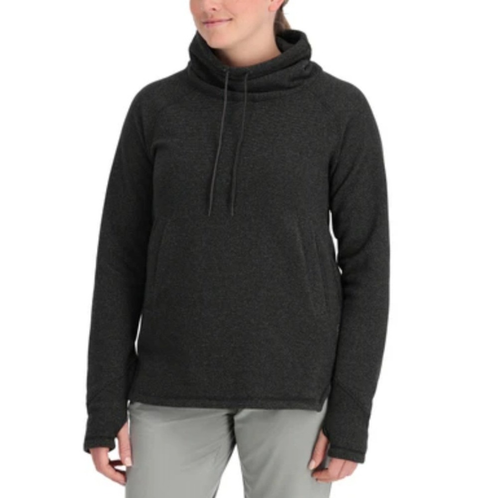 Simms Womens XL RIVERSHED SWEATER BLACK Heather Cowl Neck Pullover FISHING‎